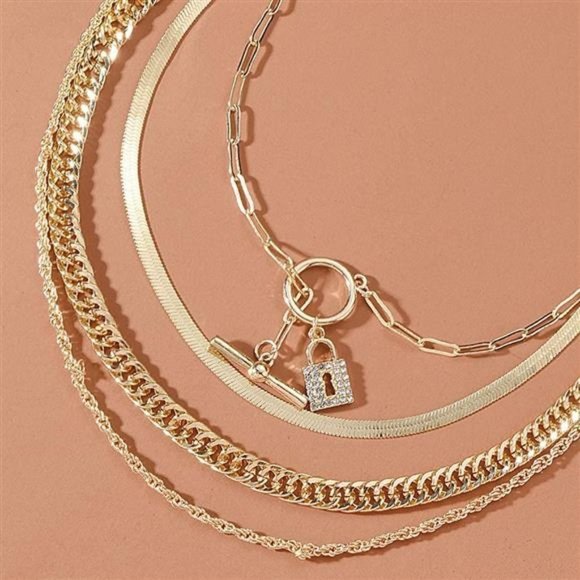 Gold Snake Bone Iced Out Cuban Link Chain Necklaces for Women - Picture 2 of 2